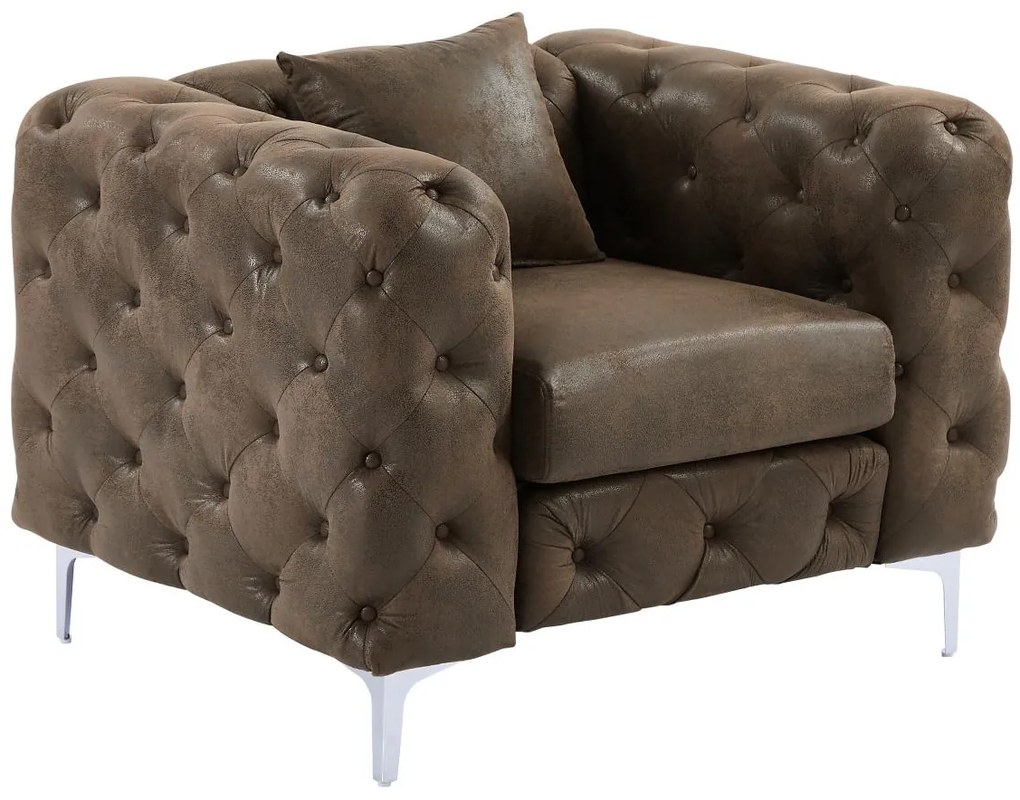 Fotel chesterfield z mikrofibry o wyglądzie postarzanej skóry EDWINA