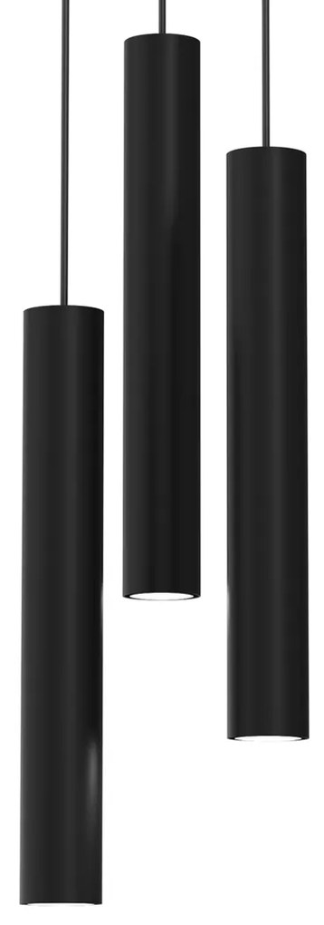 Lampa wisząca HUDSON BLACK 3xGU10, czarna, potrójna, tuba, na kole