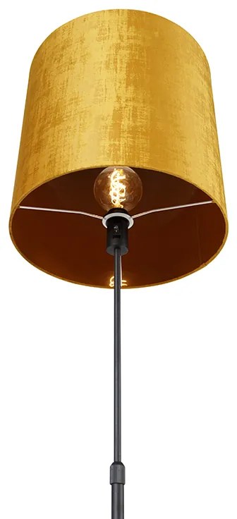 Lampa stojąca czarna zzłotym kloszem 40 cm regulowana - Parte Nowoczesny Oswietlenie wewnetrzne