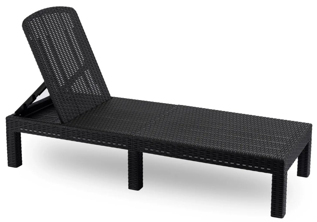 Fotel Ogrodowy Leżak LUIZJANA Technorattan Czarny/Szary
