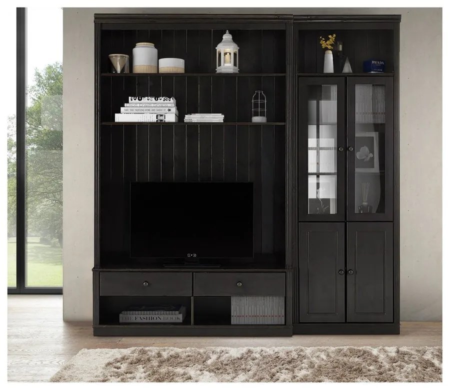 Brązowy zestaw pod TV z litego drewna sosnowego 214x223 cm Anita – Støraa