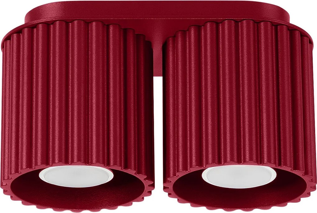 Lampa Sufitowa Minimalistyczny Aura, Aluminium - 2 Źródło - L.21 X H.12 Cm - Burgund