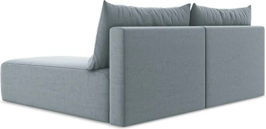 Niebieski aksamitny rozkładany/ze schowkiem narożnik (prawostronny/z szezlongiem) Kalena – Makamii