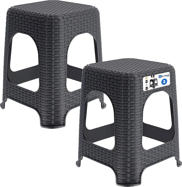 KADAX Taboret rattan 45 x 26 cm antracyt, 2 szt.