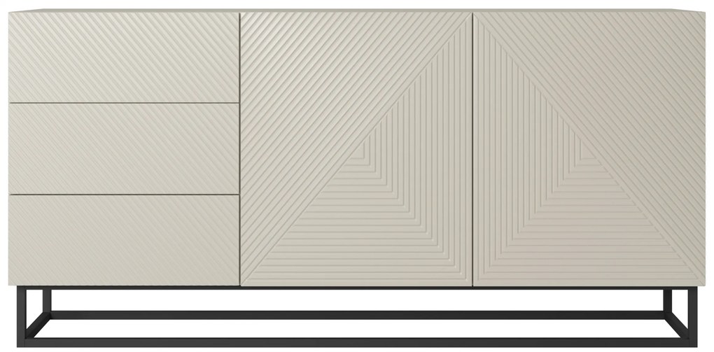 Komoda Asha 167 cm dwudrzwiowa z szufladami - kaszmir / czarny stelaż