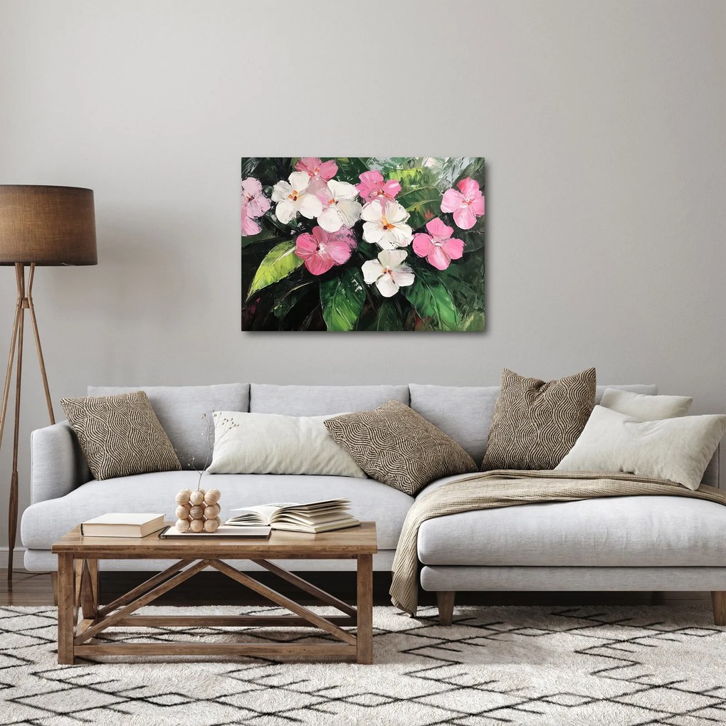 Obraz - Różowe i białe kwiaty (70x50 cm)