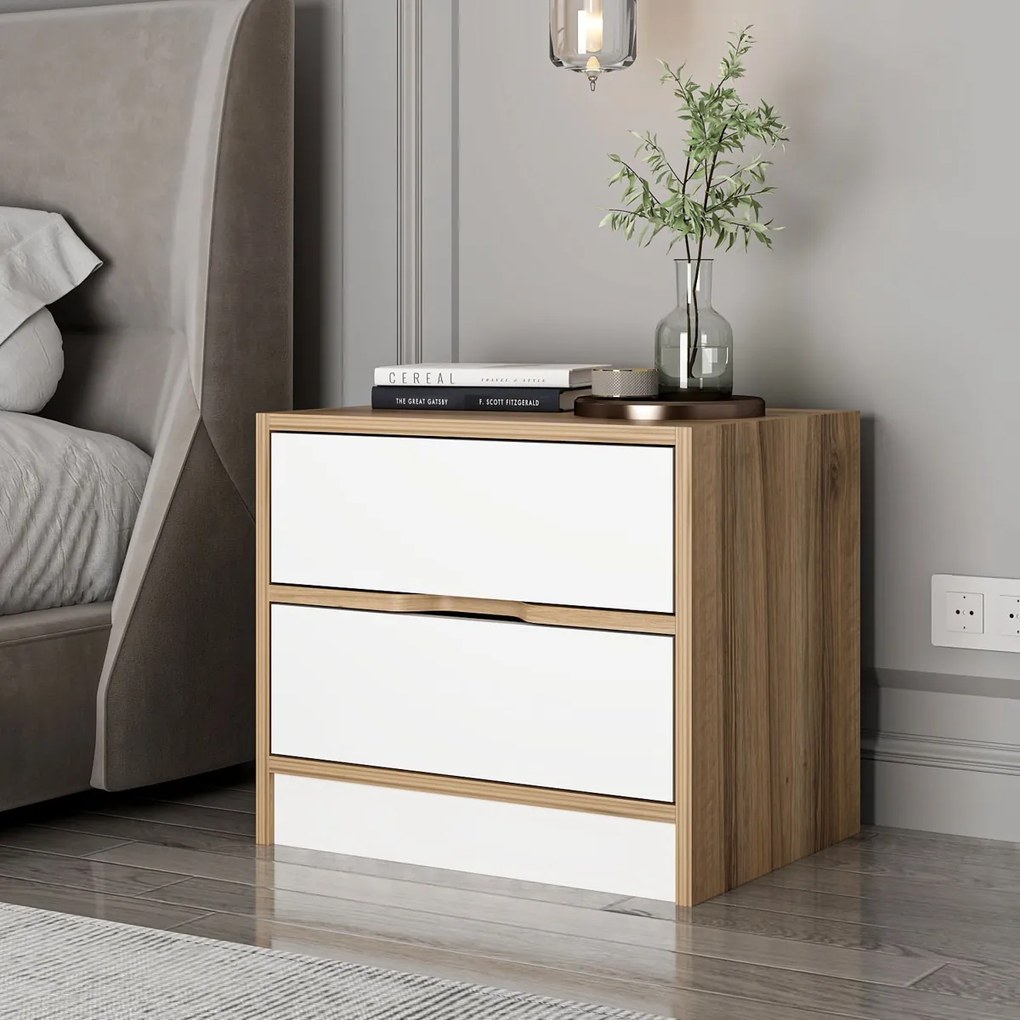 Stolik nocny Elina Walnut White