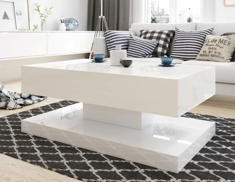 Stolik w wysokim połysku Gemin 100x60 biały