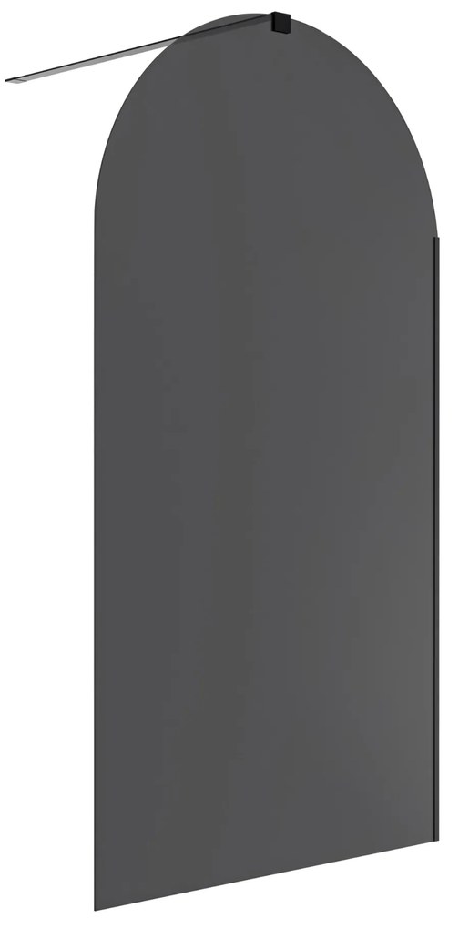 Ścianka prysznicowa WALK IN fix grafitowa półokrągła 8mm MOLIS Grafit Oval MASSI | Różne rozmiary : Kolor profili kabiny - chrom / srebrny, Szerokość ścianki - 90 cm , Typ montażu - WALK in FIX (Do ściany)