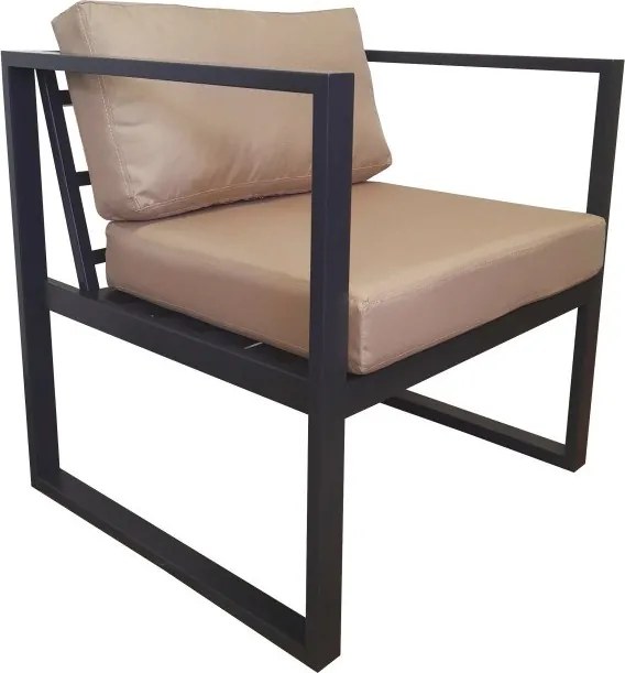 Zestaw mebli ogrodowych sofa + 2 fotele + stolik : Kolor Stelaża - Szary, Kolor tkaniny - Oxford Beż, Typ tkaniny - Oxford