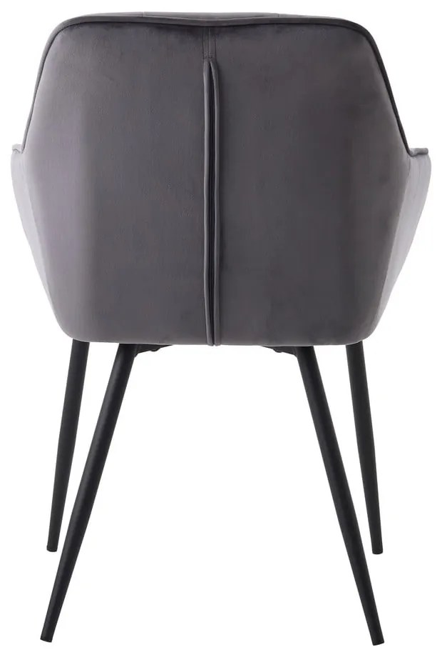 Szare aksamitne krzesła z podłokietnikami zestaw 2 szt. Nolan Square – Unique Furniture