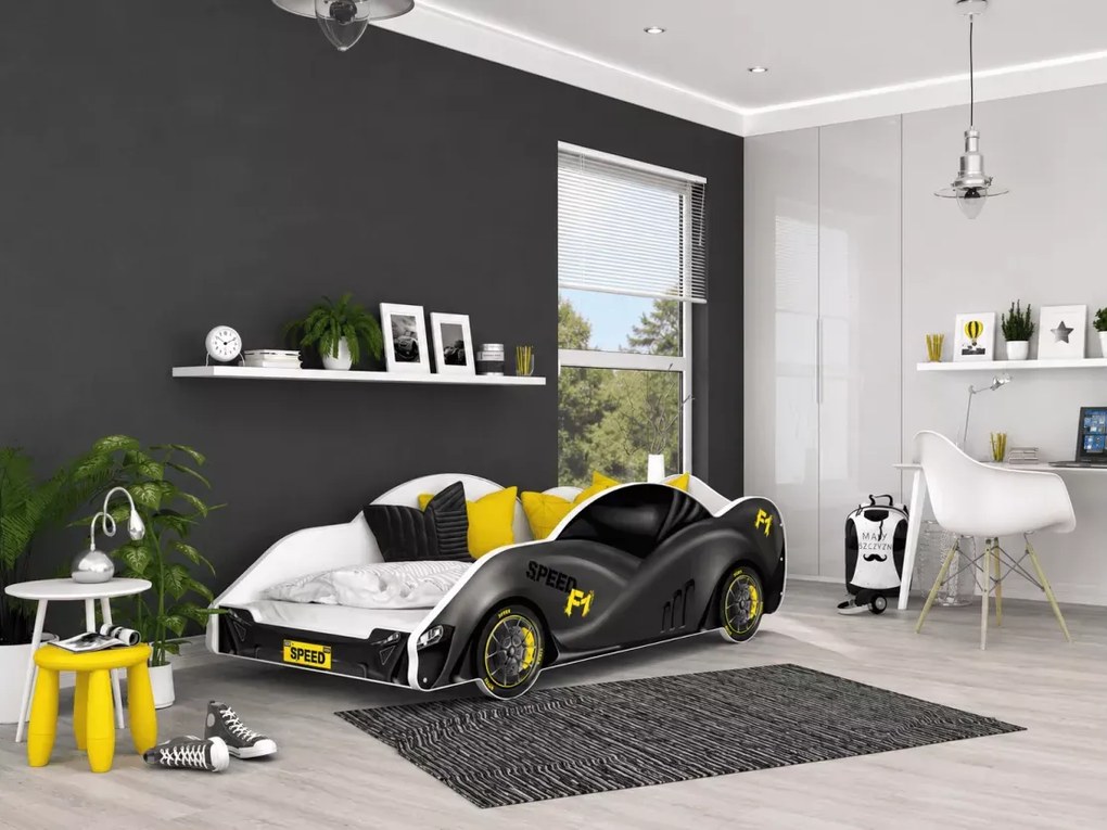 Łóżko dziecięce samochód bolid Spidi III 90x180 auto wyścigowe z stelażem flex