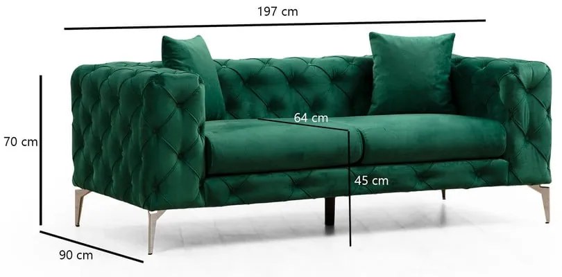Ciemnozielona aksamitna sofa 197 cm Como – Artie