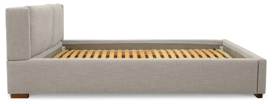 Jasnoszare tapicerowane łóżko dwuosobowe ze stelażem 140x200 cm Dreamer – Scandic