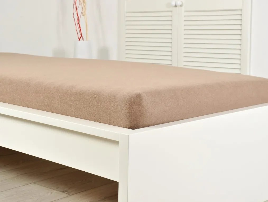 PrzytulneMieszkanie.pl Frotte prześcieradło do dziecięcego łóżeczka EXCLUSIVE 60x120 cm jasnobrązowe