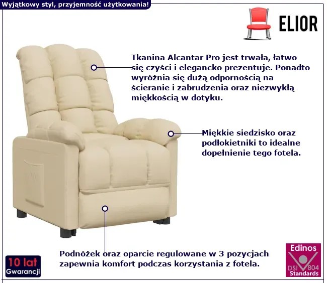 Kremowy rozkładany fotel C2-A70