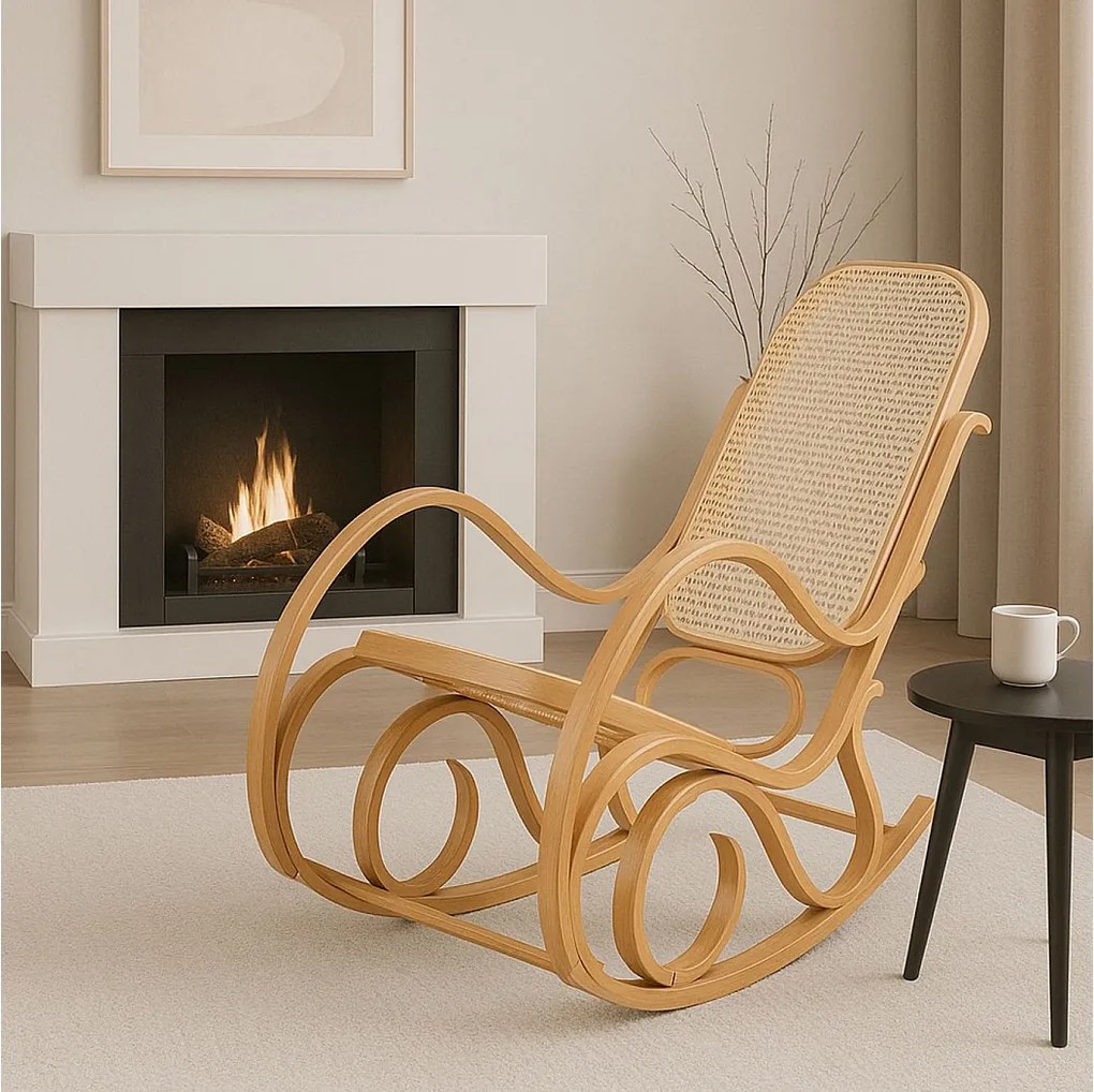 Fotel bujany Gallarate z rattanu,  wygląd dębu