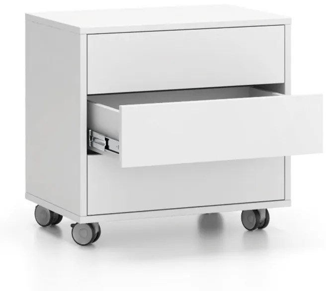 Szafka na kółkach, 3 szuflady White LAYERS, 600x400x575 mm, biały