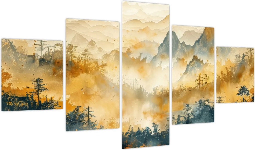Obraz - Góry, akwarela (125x70 cm)