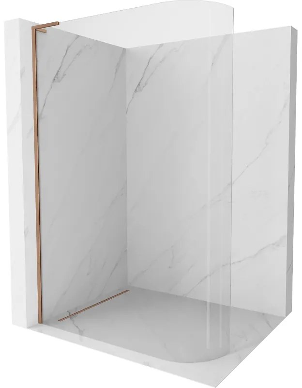 Mexen Kioto L ścianka prysznicowa zaokrąglona Walk-in 120 x 200 cm, transparent, miedź szczotkowana - 800-120-103-65-06