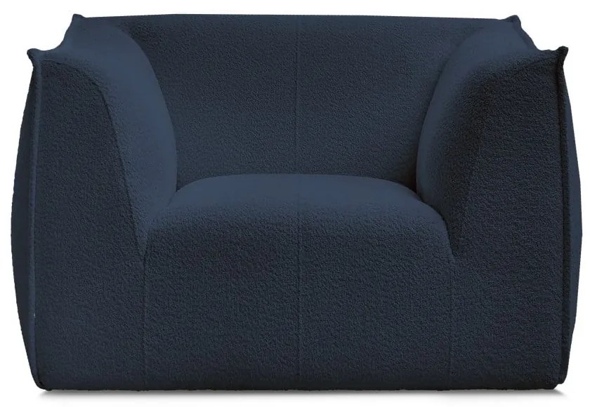 Ciemnoniebieski fotel z materiału bouclé Giorgia – Bobochic Paris