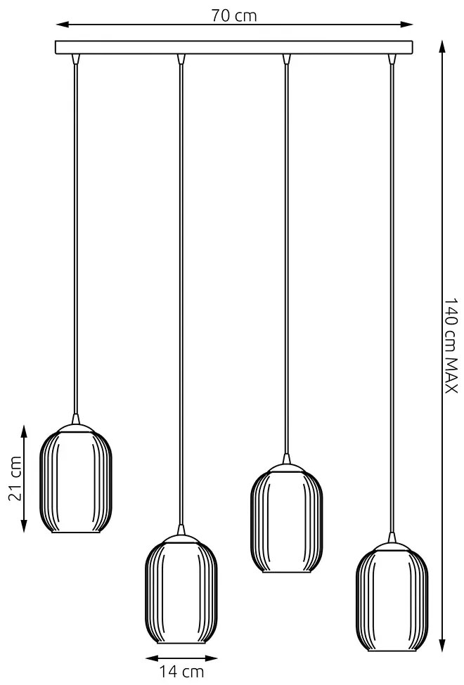 Nowoczesna lampa z czterema szklanymi kloszami - D164-Cavisa