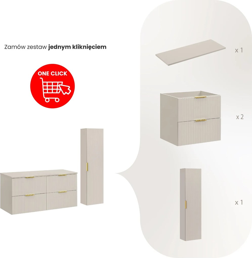 Zestaw mebli łazienkowych Adel 043 - szafka 120 cm pod umywalki nablatowe i słupek, kaszmir