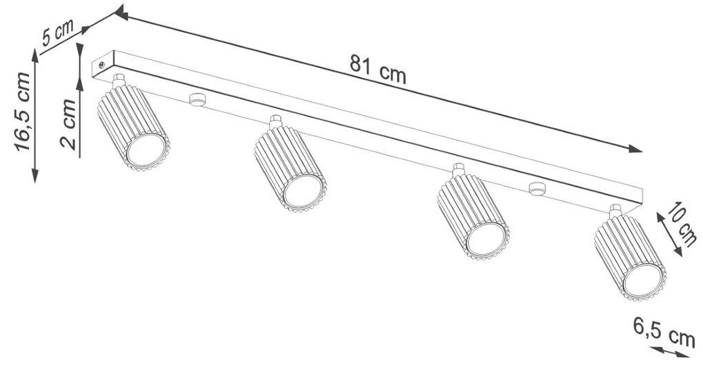 Listwa oświetleniowa 4-punktowa KARBON 4L zielona oliwkowa ryflowana SOLLUX  LIGHTING