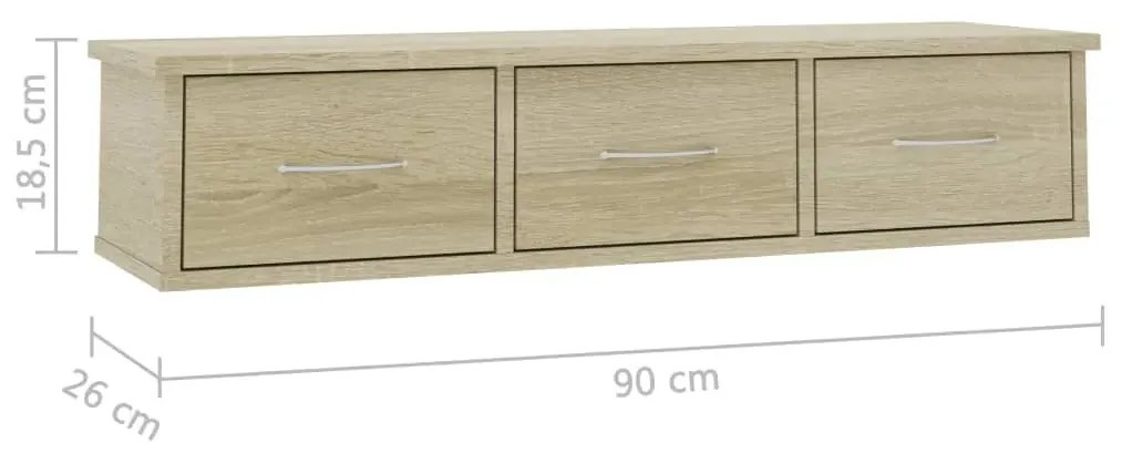 Półka ścienna z szufladami Malino 3X - dąb sonoma