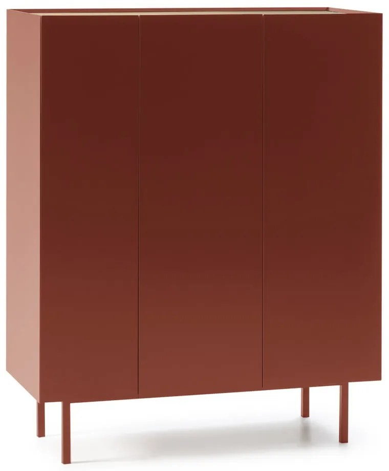 Czerwona wysoka komoda w dekorze dębu 95x120 cm Arista – Teulat
