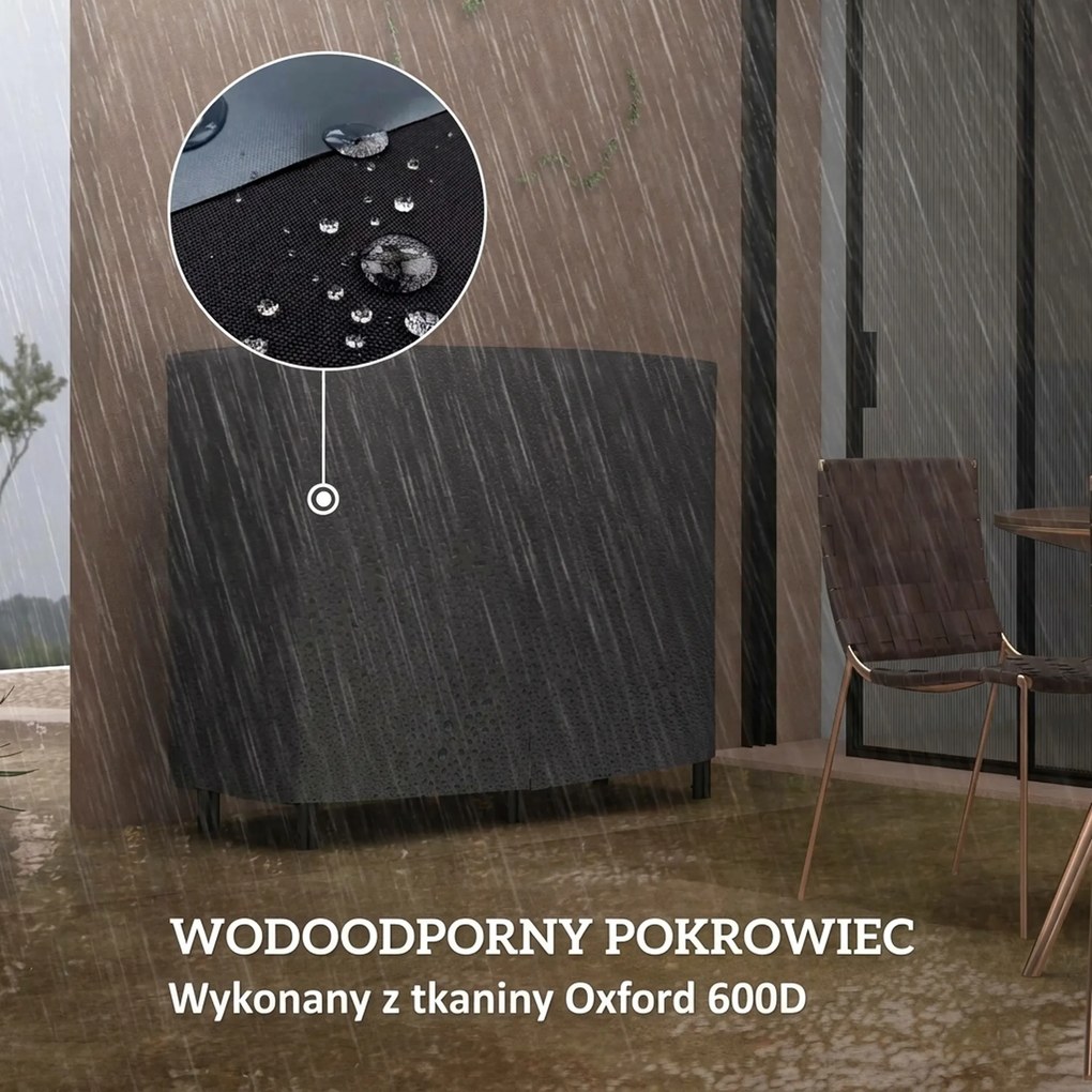 Outsunny Regał na Drewno na Opał, 0,33 m³, z Torbą i Ochronną Pokrywą, Metalowy, do 150 kg, 120 x 36 x 99 cm, Czarny