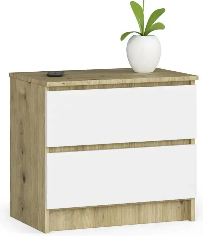 Niska komoda dąb artisan + biały M0-B63