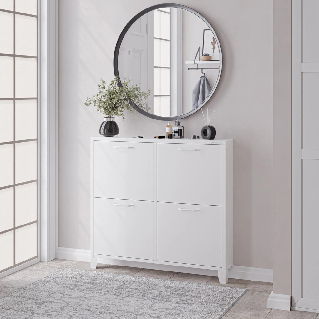 Szafka na buty metalowa wąska biała  SHIRLEY 960 x 900 x 170 mm