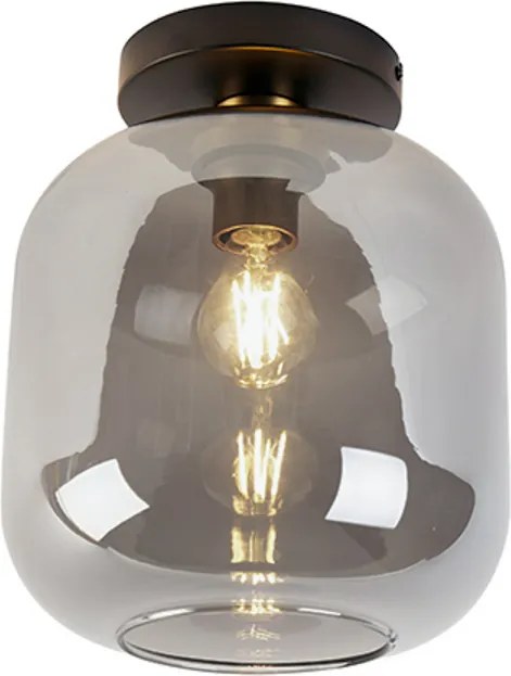 Designerska lampa sufitowa czarna i złota z dymionym szkłem - Zuzanna