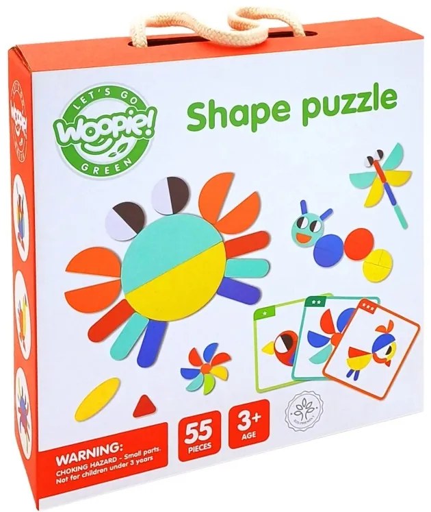 Woopie green drewniana układanka montessori 40 wzorów do odtworzenia 55 el. certyfikat fsc