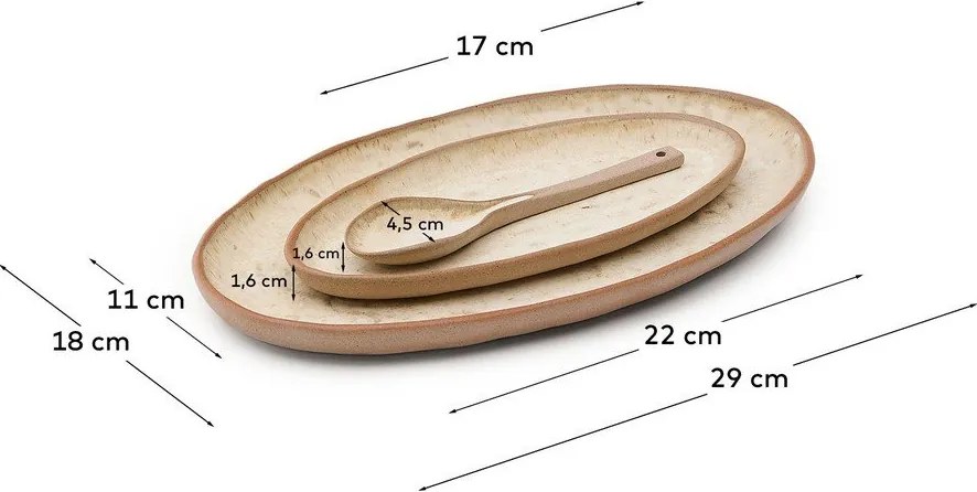 Beżowe ceramiczne talerze do serwowania zestaw 3 szt. Zunel – Kave Home
