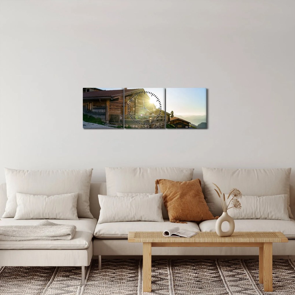 Obraz - Poranek w Alpach, Tyrol (z zegarem) (90x30 cm)