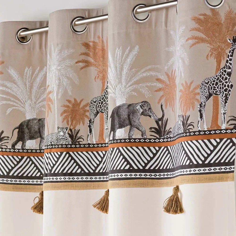 Brązowo-naturalna bawełniana zasłona 140x240 cm Kenya Lodge – douceur d'intérieur