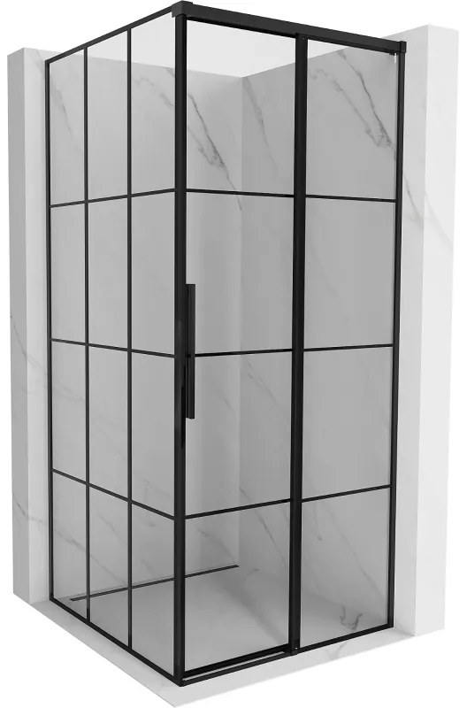 Mexen Rox kabina prysznicowa rozsuwana prawa 100 x 100 cm, czarna kratka, czarna - 8C2-100-100-70-77-P