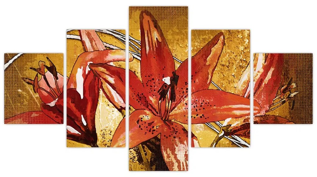 Obraz kwiatów lilii (125x70 cm)