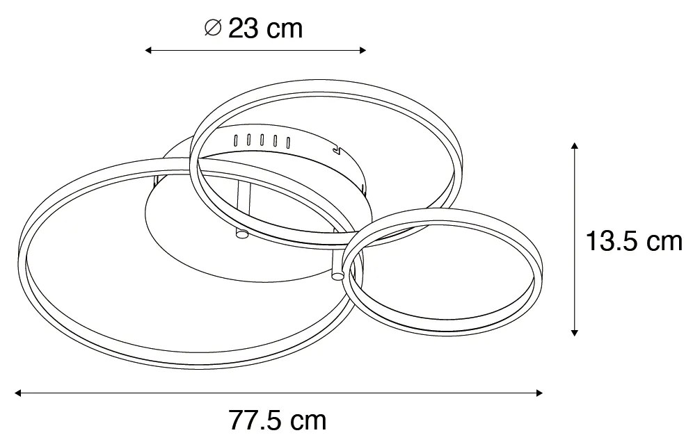 Inteligentna lampa sufitowa czarna 3-światłowa z pilotem - RondasDesignerski Oswietlenie wewnetrzne