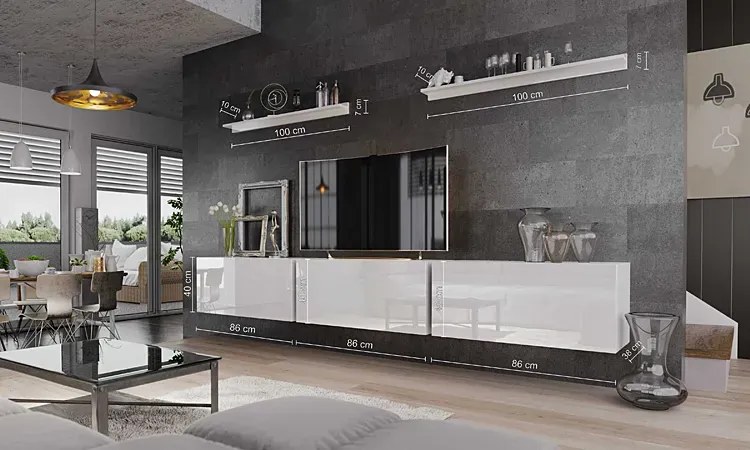 Meblościanka modułowa czarny połysk G3-M10
