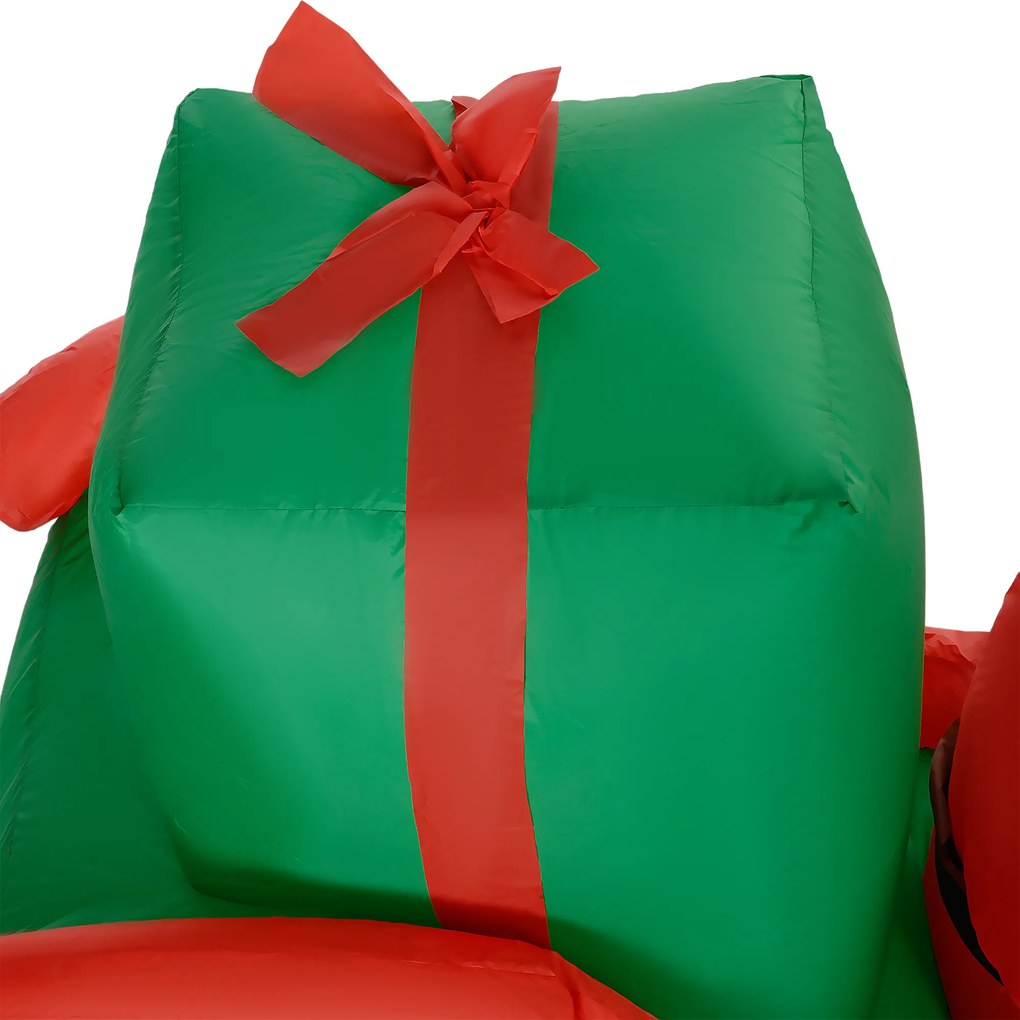 Outsunny Mikołaj na saneczkach z reniferem, dmuchany, z białym oświetleniem LED, 210 x 80 x 140 cm