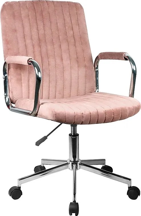 Krzesło obrotowe na kółkach welur FD24 Różowe