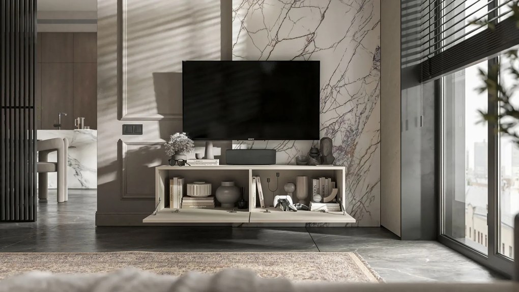 Wisząco stojąca szafka RTV Enjoy 120 cm, kolor kaszmir mat