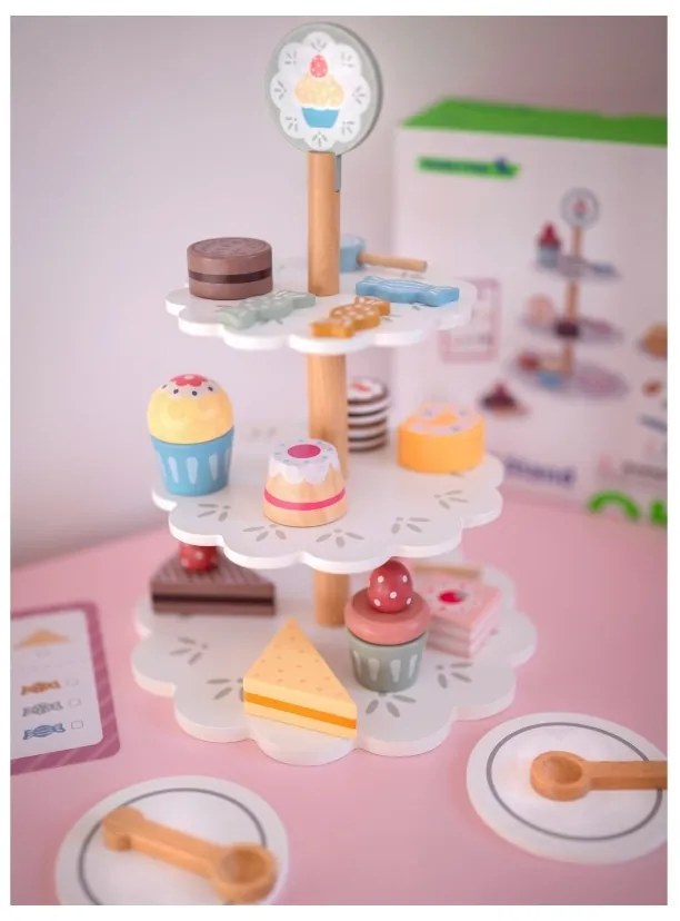 Tooky toy patera słodkości drewniany stojak babeczki ciasta