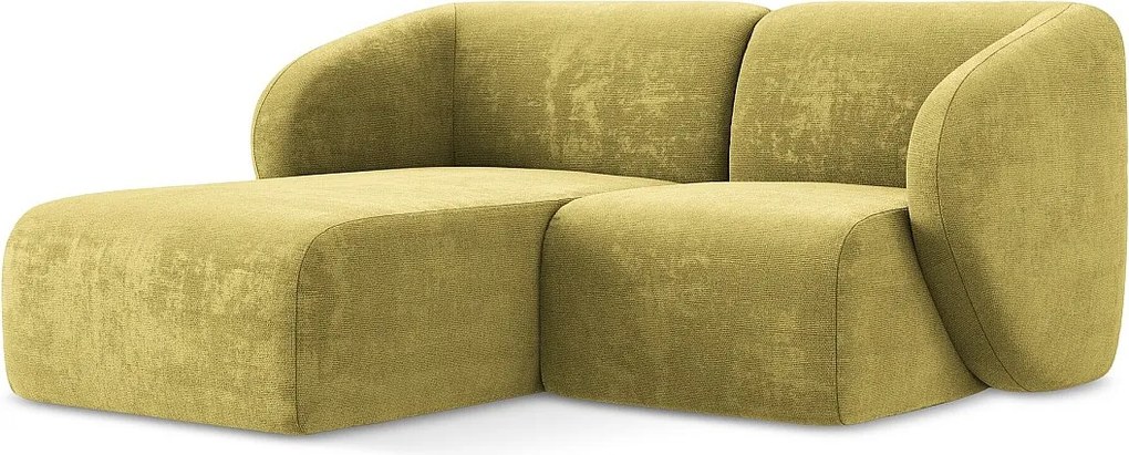 Narożnik lewostronny - z tkaniny szenilowej - limonkowy - LANI