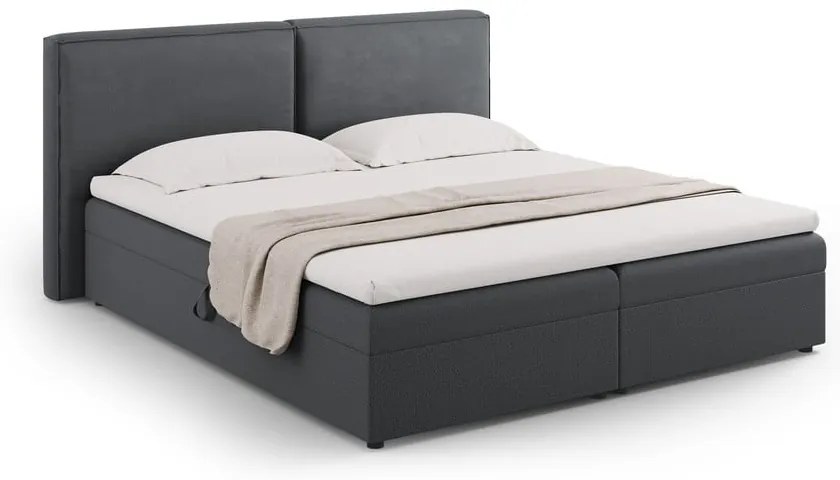 Ciemnoszare łóżko boxspring ze schowkiem 160x200 cm Arendal – Cosmopolitan Design