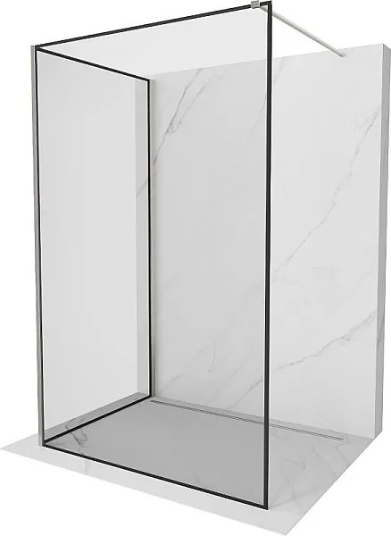 Mexen Kioto ścianka prysznicowa Walk-in 140 x 100 cm, czarna ramka, nikiel szczotkowany - 800-140-212-97-70-100