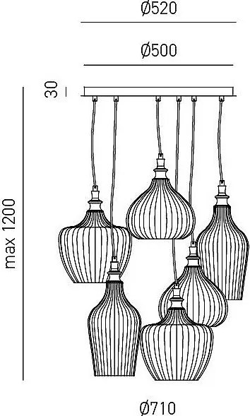 Cleofe - lampa wisząca z 6 żarówkami w kolorze matowej bieli z opalowym białym szkłem - 6XE27 max 6X60W, elegancki nowoczesny design, IP20
